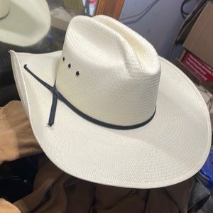 Laredo Men's Cowboy Hat Size  6 7/8 White Handwoven Shangtung USA